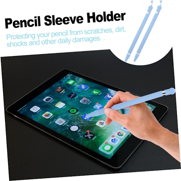 2 stk. Silikone Pen Etui Anti-fald Blyant Stylus Pen Hætte Blyant