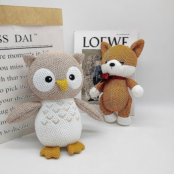 Fox Owl Strikkeplysj Myk Utstoppa Dyr Rev Plysjdukke Plysjleker For Gutter Jenter owl