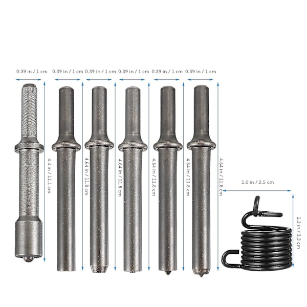 1 Sett/7 deler Luftnagletang Pneumatisk Hammer Nagletang Pneumatisk Meiselverktøy