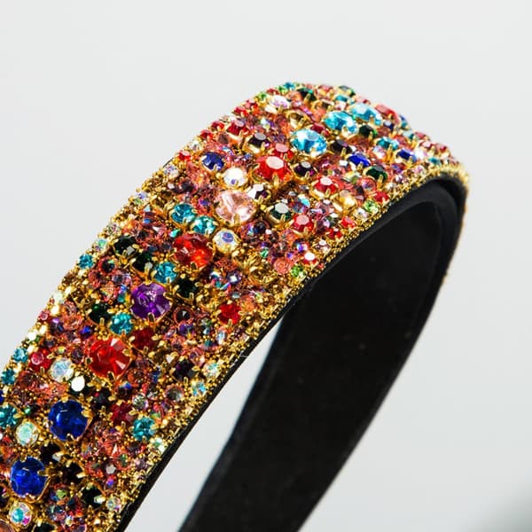 Färgglad Rhinestone Bred Hårband för Kvinnor, Mode Håraccessoar