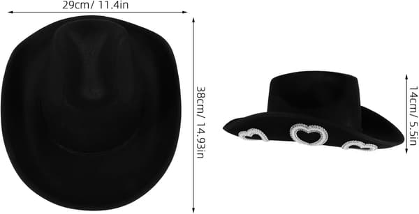 Rhinestone Hjerte Cowboyhat til Kvinder Western Indretningshat Stilfuldt Tilbehør