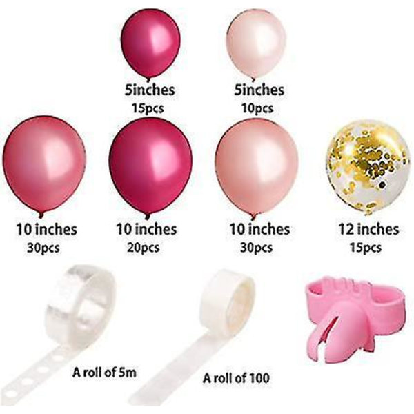 Ballonbue- og guirlandekit 16ft strimmelbånd, bindingsværktøj og 100 lim