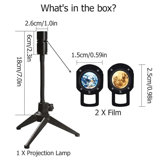 Månens Jord Projektorlys 2 i 1 Planet Lampe Roterbar