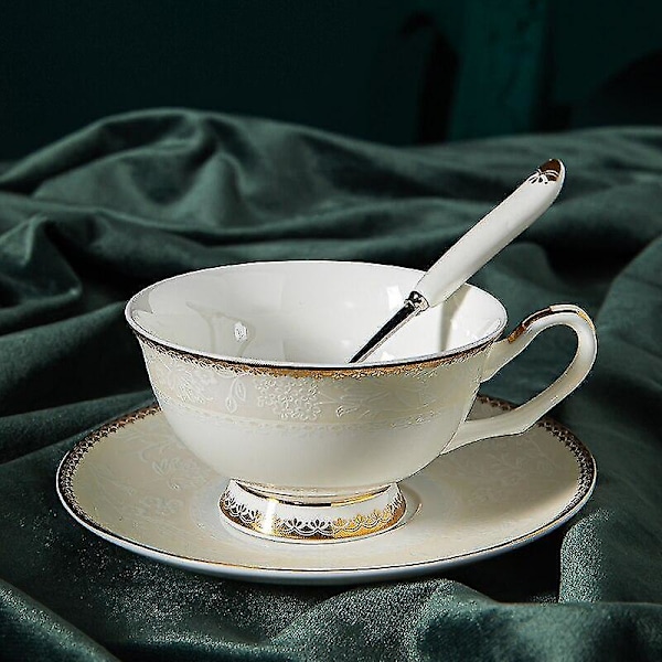 Præget Europæisk Kaffe Kop Sæt Luksus Ben Porcelæn