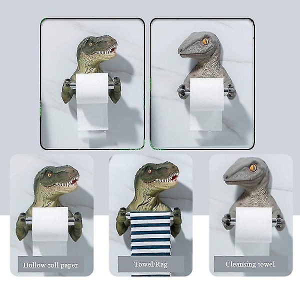 Väggmonterad Pappershållare i Resin med Dinosaurie-Motiv, Grön