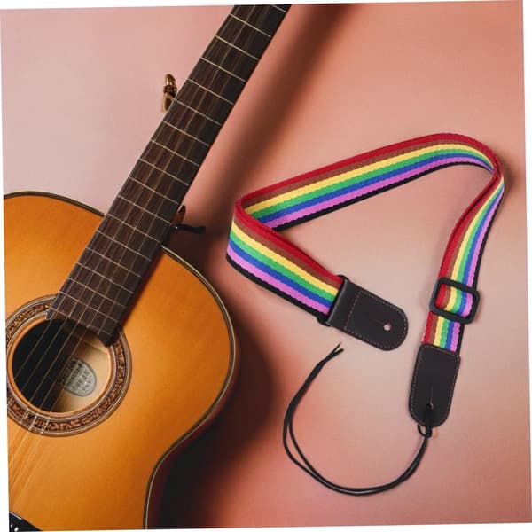 Justerbar Ukulele-stropp med stilig dypfarget regnbuestoff og PU-materiale