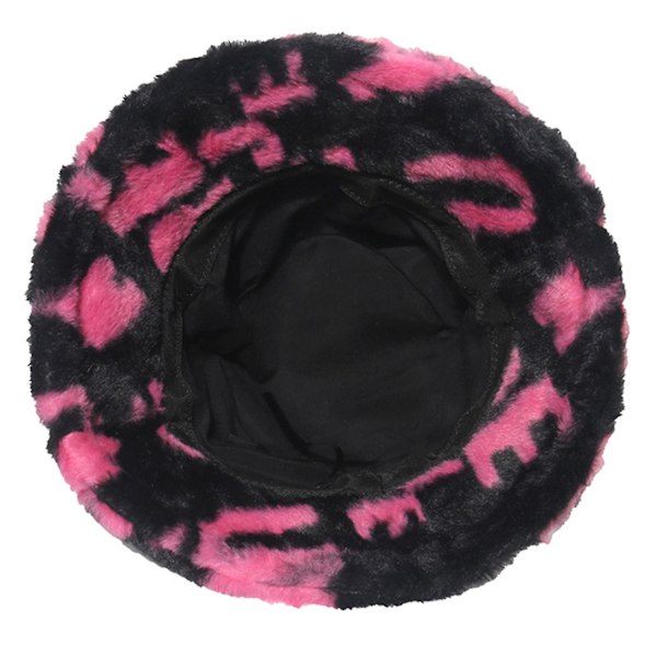 Vinterbogstav Trykt Spandhat Faux Fur Fiskerhat Fluffy Spandhatte Rose red