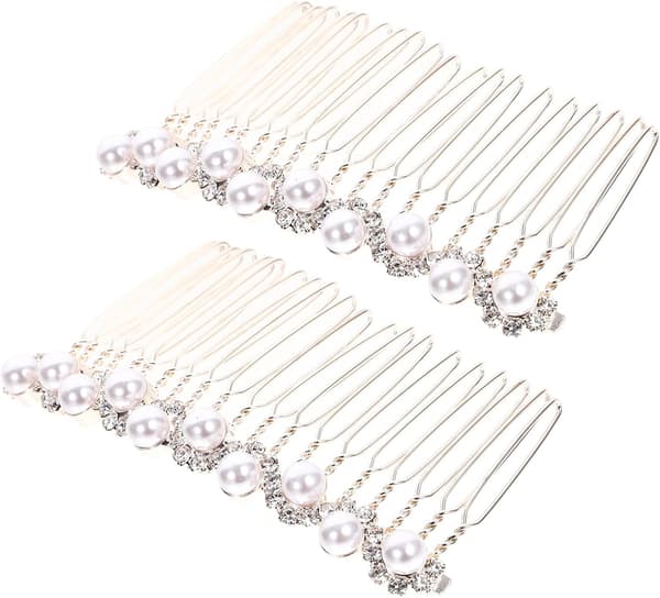 2 stk brudeperle-rhinestone sidehårkammer legering bryllupshårtilbehør for brud for kvinner