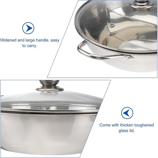 Multifunktionel Hot Pot Gryde med Låg 32cm 304 Rustfrit Stål Dobbeltsidet Deler Egnet