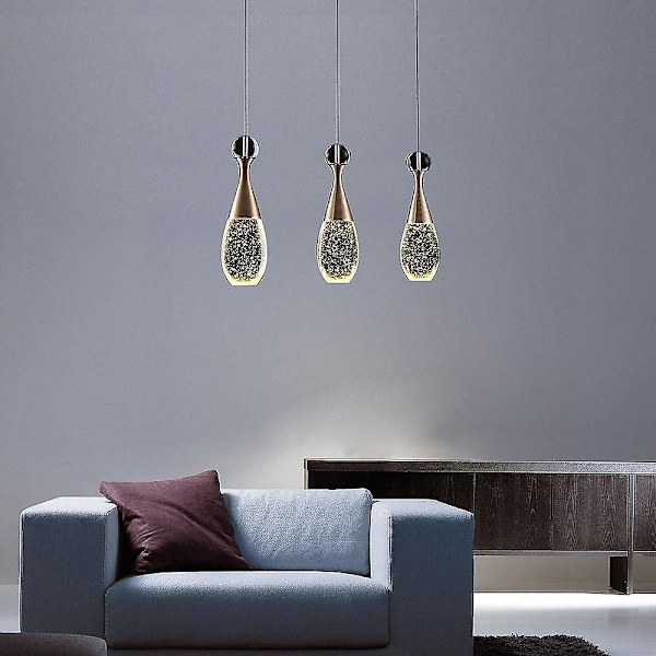 3-lyset klynge anhengslampe Led nedlys metall glass