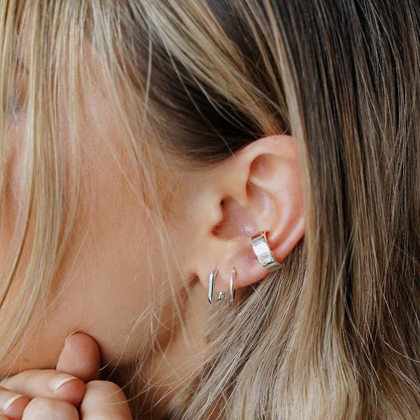 925 Sterling sølv små bøjle øreringe Hypoallergeniske 14 karat forgyldte  øreringe gave 8f0f | Fyndiq