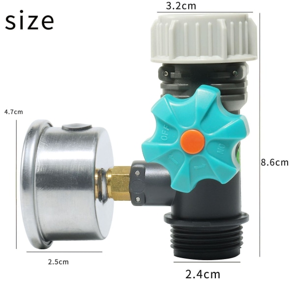 Justerbar Vandtryksregulator med Trykmåler - G3/4in - yuhao