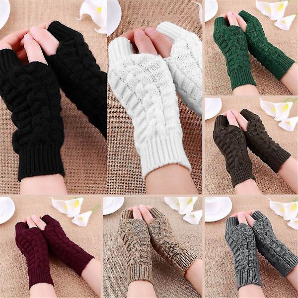 Unisex Stickade Fingerlösa Vintervantar Mjuka Varma
