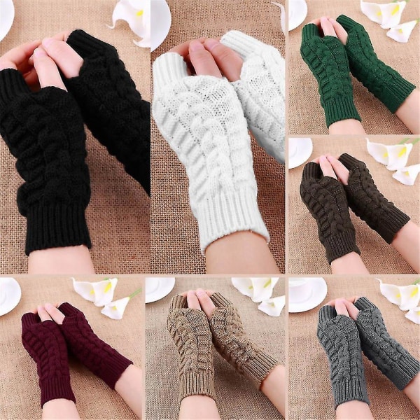 Unisex Strikket Fingerløse Vinterhansker Myke og Varme
