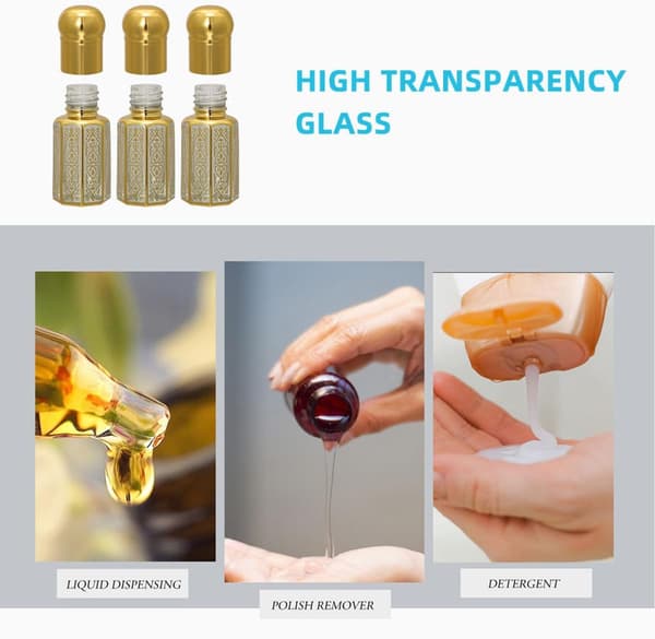 4 st 12 ml parfymdroppflaskor i glas med guldkorkar, läckagesäkra reseflaskor för eteriska oljor