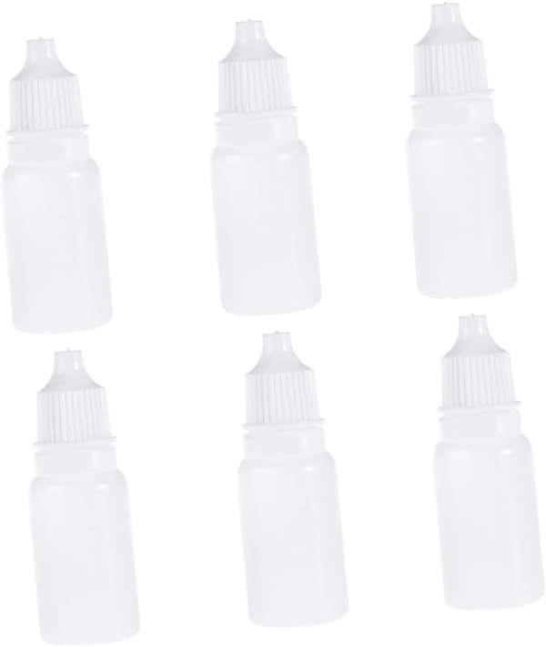 10-pack 10 ml barnskyddade flaskor med klämbar droppare för vätskeförvaring