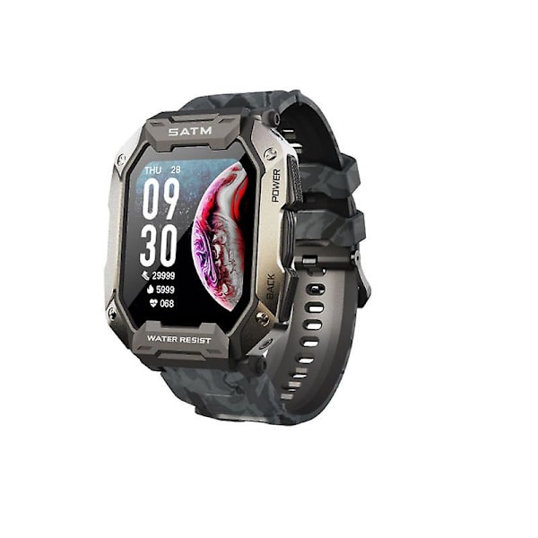 Vandafvisende Udendørs Sports Multi-Dial Elektronisk Måler Trin Hjertefrekvens Blod Oxygen Overvågning Camo black