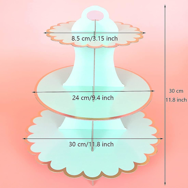 2-pack Papperskakställ, 3-vånings Cupcakesställ Dessert Bakverkstorn Runda Kakställ Green