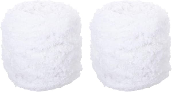 2 stk. hvit korallfleece kamgarn for DIY strikking og hekling