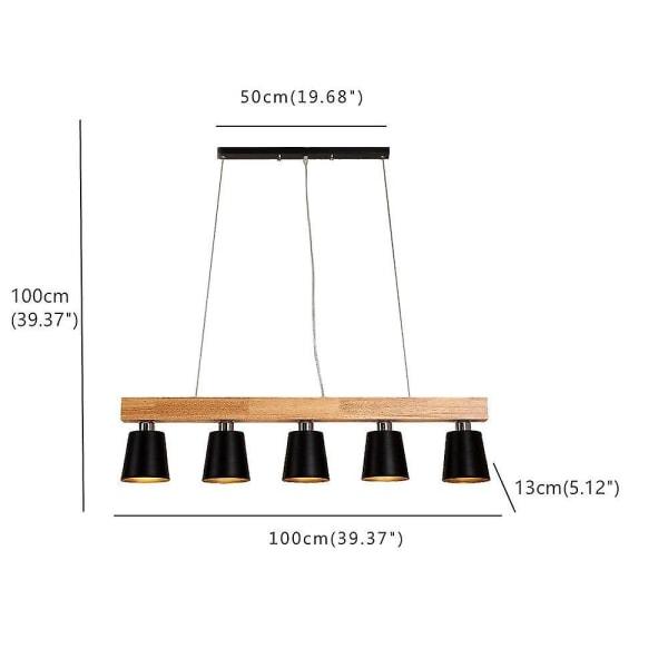 5-armet Træloftlampe Nordisk Enkel Pendellampe
