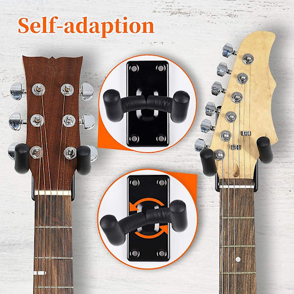Gitarrväggfäste 2-pack Krokar Akustisk Elektrisk Bas Väggfäste Svart Metall Gitarrställ