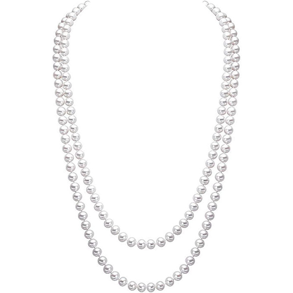 Elegant Dam Kvinna Vit Konstgjorda Pärlor Lång Tröja Kedja Halsband Lmell Present