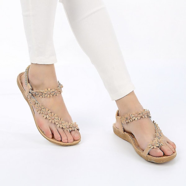 Sommer Kvinders Casual Blomster Flade Sko Strand Sandaler
