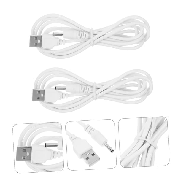 2 stk USB til DC ladekabel svart erstatnings DC strømkabel for bærbar PC Surface Pro