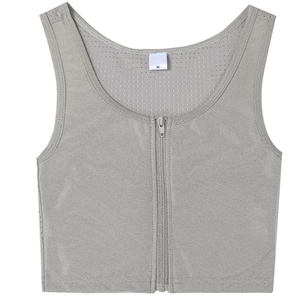 Kvindes Brystbinder Stærk Elastisk Bånd Tanktop Shapewear Åndbar Toppe Til Tomboy Trans Lesbisk Gray