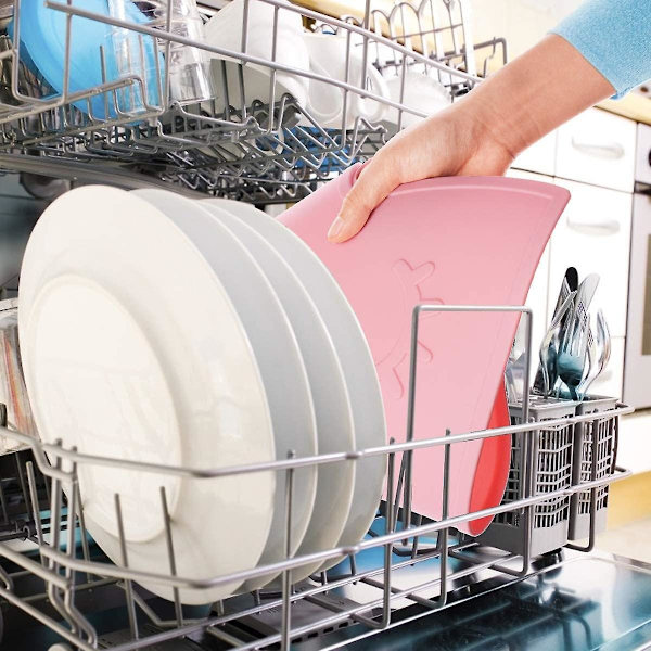 Silikon Babymat Anti-halk Bordmatta Värmebeständig Livsmedelsklass, Diskmaskin Mikrovågsugn Säker, Rosa Grå