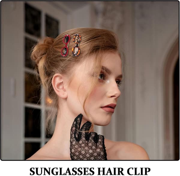 2 st acetathårklämmor Leopardhårnålar Solglasögonformade hårspännen Stylingkäkklämmor