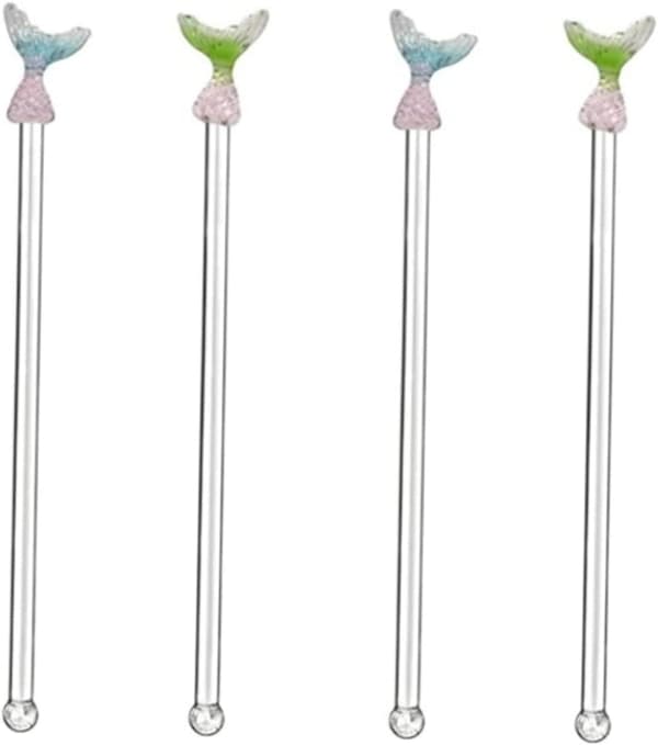 4st Glas Honungspinnar Sjöjungfrustjärtformade Cocktailomrörare