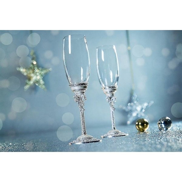 1 Par Blyfri Krystall Champagnefløyter med Emalsje, Goblet-kopp