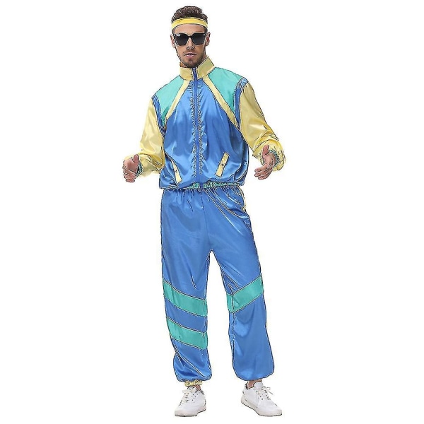 80'er Kostume Par - Retro Tracksuit Sæt 90'er Hip Hop Shell Suit Til Mænd Kvinder M Men