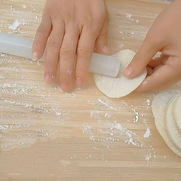 Non-Stick Dumpling Kagerulle 3.5x33cm, Lang Træ Dejrulle