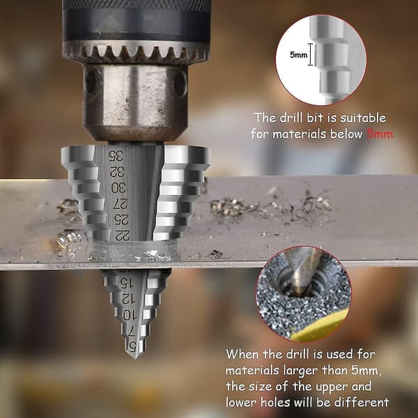 Forsænkede Hoved Trappetrin Bits, Dobbelt Fløjte Konisk Trappetrin Bits (5mm-35mm)