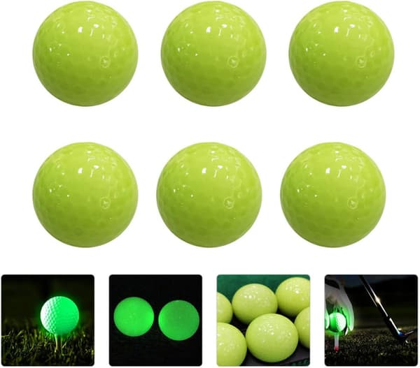 6 stk. fluorescerende golfbolde, der lyser i mørket, nattræningsbolde, bærbare lysende golfbolde