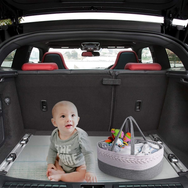 Baby bleie Caddy Organizer, 100% bomull Canvas bleie Stor bærbar tøyveske Bil Organizer Oppbevaring