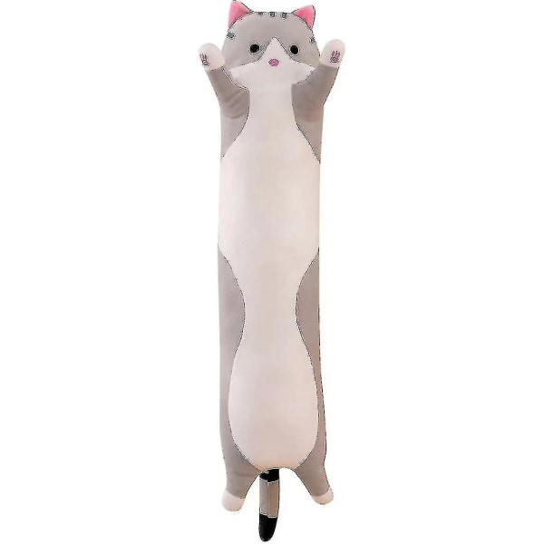 Sød plys katdukke kat plysdukkelegetøj Blød kat tøjdyr Legetøjskilling til børn og kæreste(grå, 35,4").