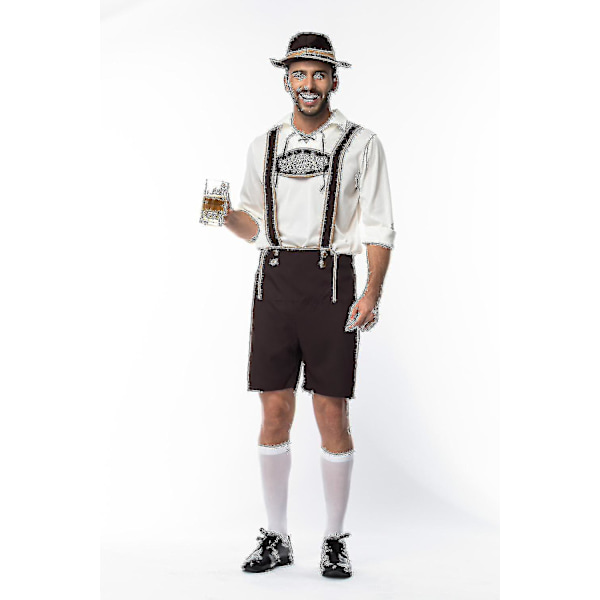 3 stk./sæt Voksen Mands Oktoberfest Kostume Tysk Bayerisk Oktoberfest Festival Øl Lederhosen Tøj M