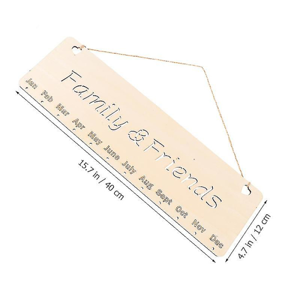 DIY Træ Fødselsdag Jubilæum Påmindelseskalender Væghængende Dekoration