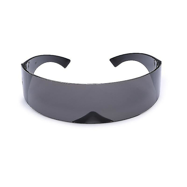 80'er Futuristiske Cyklop Punk Visir Solbriller med Translucent Spejl Linser (Fås i Flere Farver), One Size B