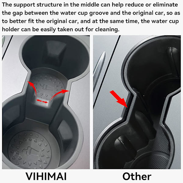 Oppgradert midtkonsoll koppholder Anti-skli Anti-trekk Anti-risting flaskebur koppholder