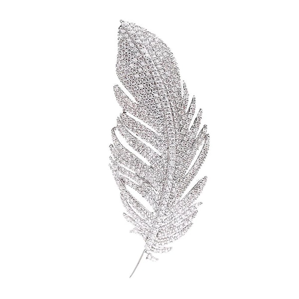 Rhinestone Fjer Broscher Kvinder Mænd Mode Krystal Delikat Blad Broscher Lapel Pins Elegant Kjole Tilbehør