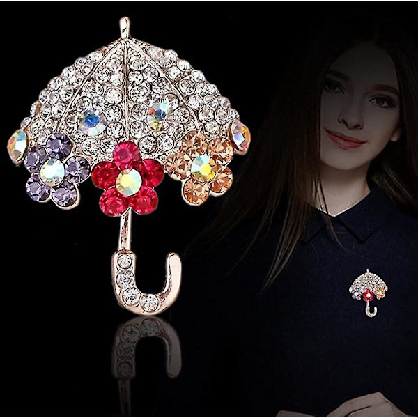 Brosch Nål Elegant Paraply Sjal Nål Strass Bröstnål För Bröllop/Bankett/Bukett