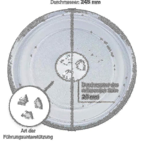 Universal mikroaaltouunin pyörivä lasilevy 3 kiinnittimellä, 245 mm-yuhao