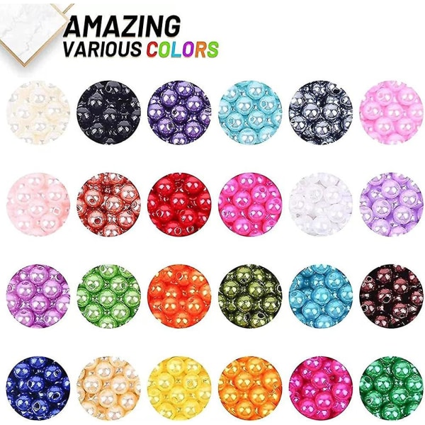 1680 stk Runde farverige perler med 6 mm huller 24 farvede perler med opbevaringsæske
