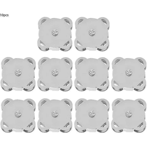 Metallmagnet Spänne Magnet Väska Spänne Snabbkopplingar Knappar DIY Kläder Väska Tillbehör (18,5 mm Ljus Handsydd Magnetisk Knapp) silver 10 st