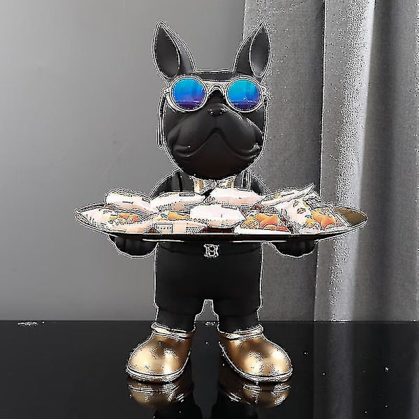 Resin Bulldog Pöytä Säilytyspatsas Koti Kolikot Säästöpossu Säilytysalusta (musta)