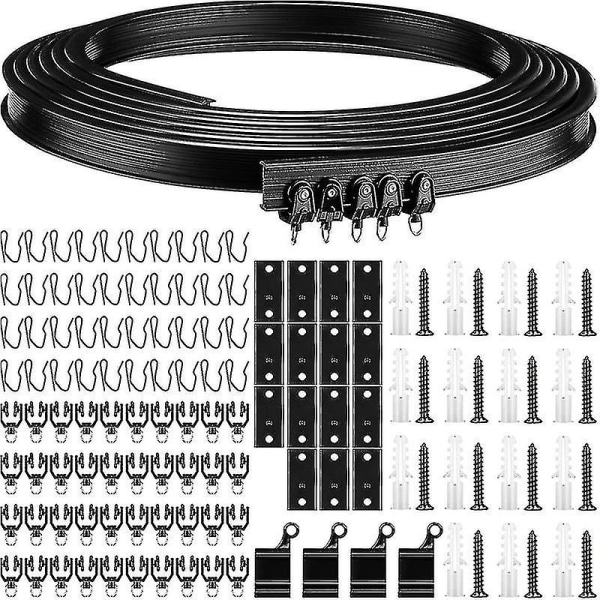 1 meter/5 meter svart böjbar takskena för gardiner, flexibel takskena för gardiner - yuhao 5 M